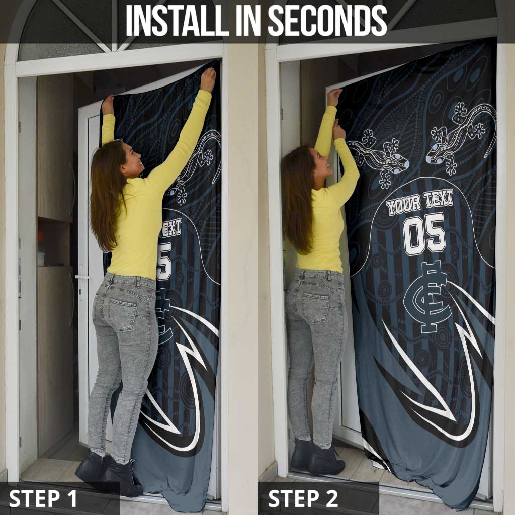 Custom Carlton Navy Door Cover Captain With Aboriginal Art