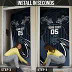 Custom Carlton Navy Door Cover Captain With Aboriginal Art