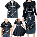 Custom Carlton Navy Family Matching Long Sleeve Bodycon Dress and Hawaiian Shirt Captain With Aboriginal Art