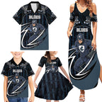 Custom Carlton Navy Family Matching Summer Maxi Dress and Hawaiian Shirt Captain With Aboriginal Art