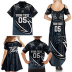 Custom Carlton Navy Family Matching Summer Maxi Dress and Hawaiian Shirt Captain With Aboriginal Art