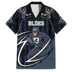 Custom Carlton Navy Family Matching Summer Maxi Dress and Hawaiian Shirt Captain With Aboriginal Art