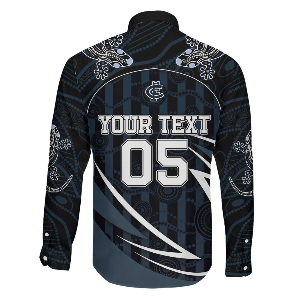 Custom Carlton Navy Family Matching Summer Maxi Dress and Hawaiian Shirt Captain With Aboriginal Art
