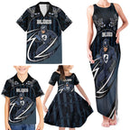 Custom Carlton Navy Family Matching Tank Maxi Dress and Hawaiian Shirt Captain With Aboriginal Art