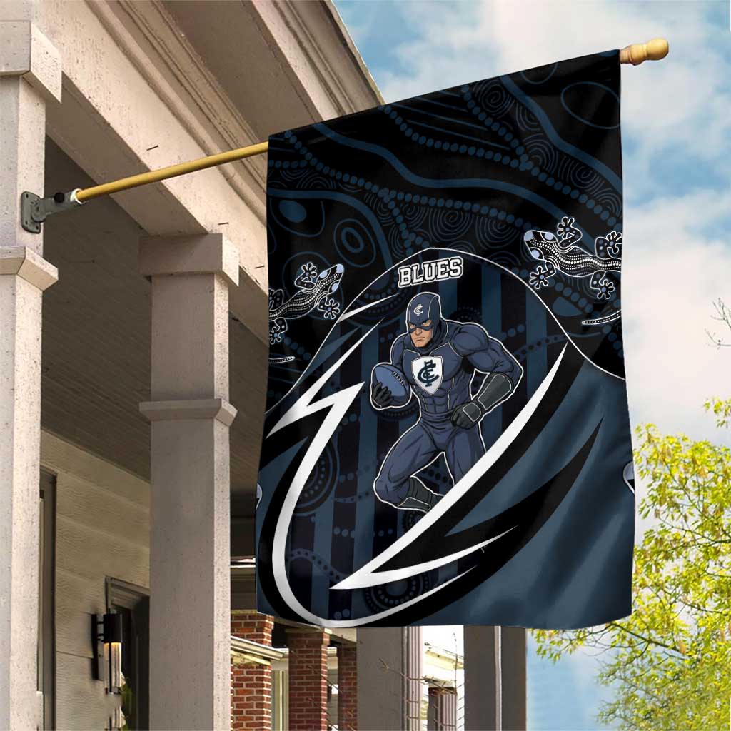 Carlton Navy Garden Flag Captain With Aboriginal Art