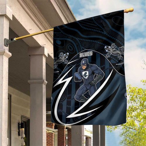 Carlton Navy Garden Flag Captain With Aboriginal Art