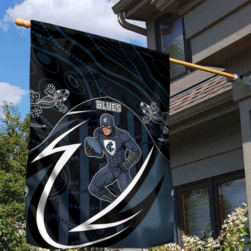 Carlton Navy Garden Flag Captain With Aboriginal Art