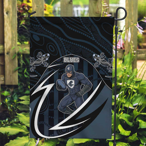 Carlton Navy Garden Flag Captain With Aboriginal Art