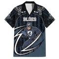 Custom Carlton Navy Hawaiian Shirt Captain With Aboriginal Art