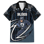 Custom Carlton Navy Hawaiian Shirt Captain With Aboriginal Art