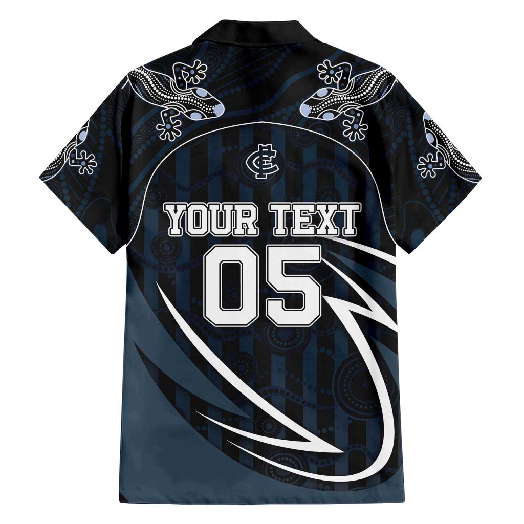 Custom Carlton Navy Hawaiian Shirt Captain With Aboriginal Art