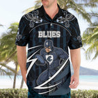 Custom Carlton Navy Hawaiian Shirt Captain With Aboriginal Art