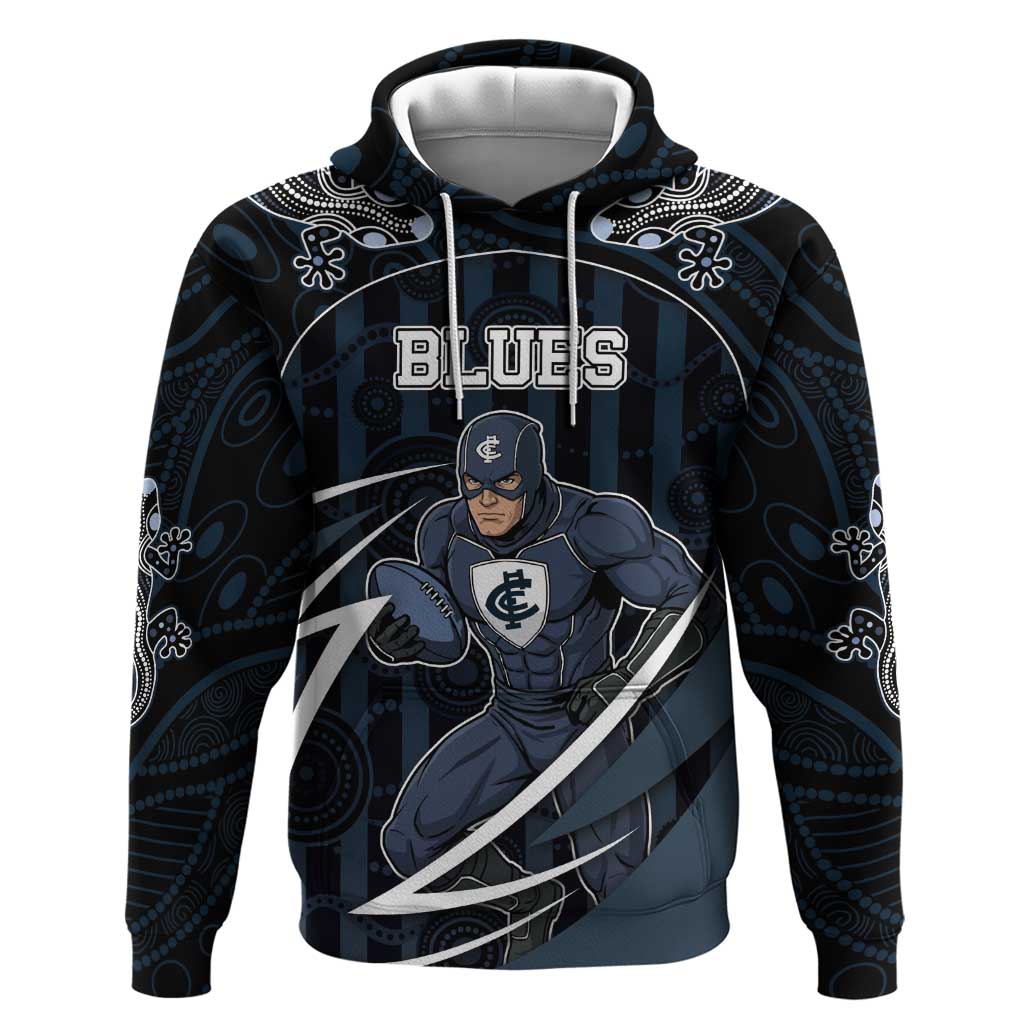 Custom Carlton Navy Hoodie Captain With Aboriginal Art