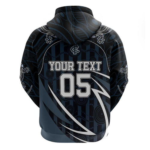 Custom Carlton Navy Hoodie Captain With Aboriginal Art