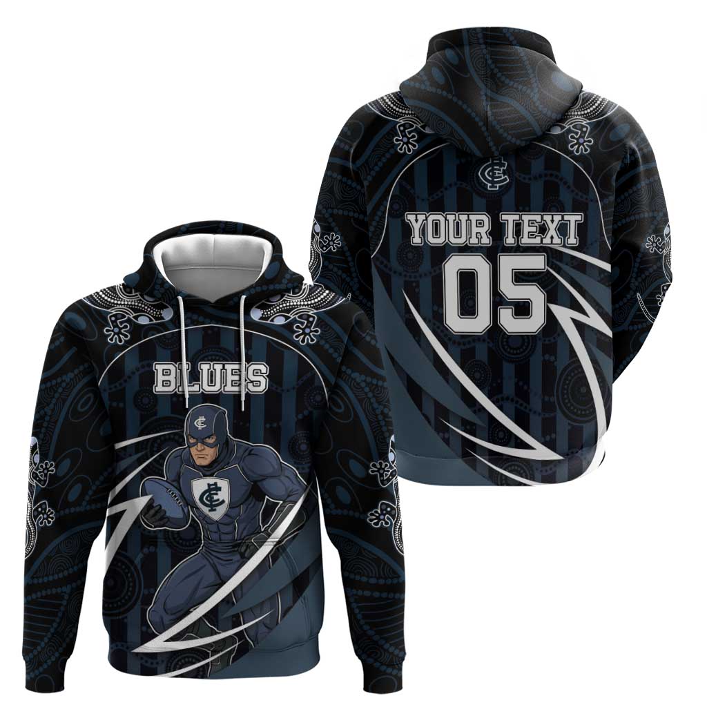 Custom Carlton Navy Hoodie Captain With Aboriginal Art