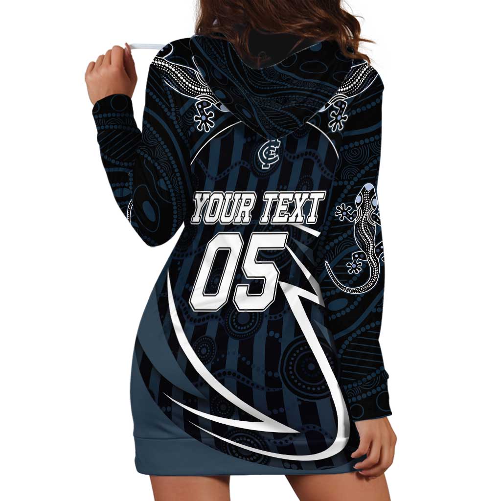 Custom Carlton Navy Hoodie Dress Captain With Aboriginal Art