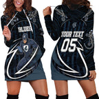 Custom Carlton Navy Hoodie Dress Captain With Aboriginal Art