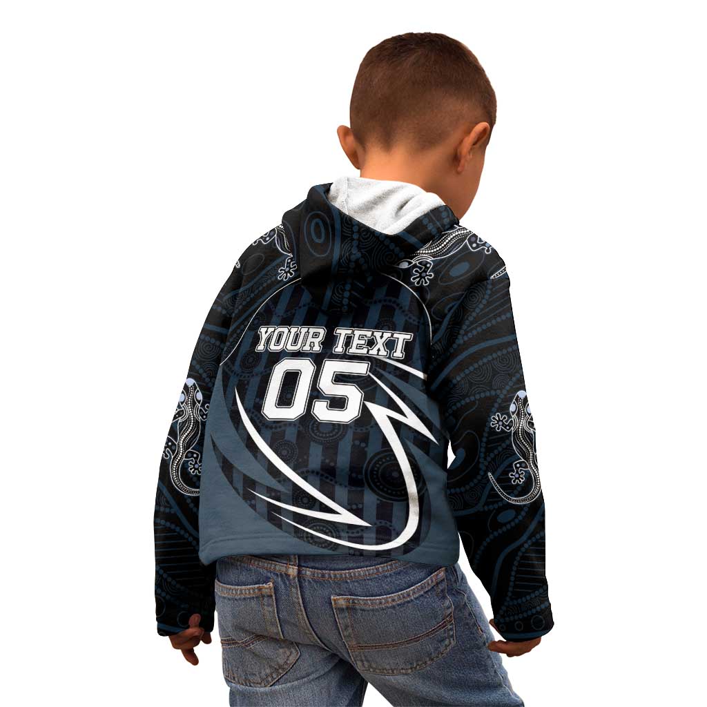 Custom Carlton Navy Kid Hoodie Captain With Aboriginal Art
