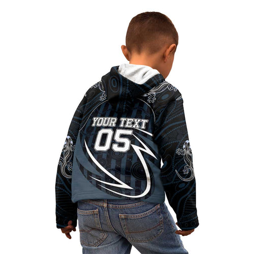 Custom Carlton Navy Kid Hoodie Captain With Aboriginal Art