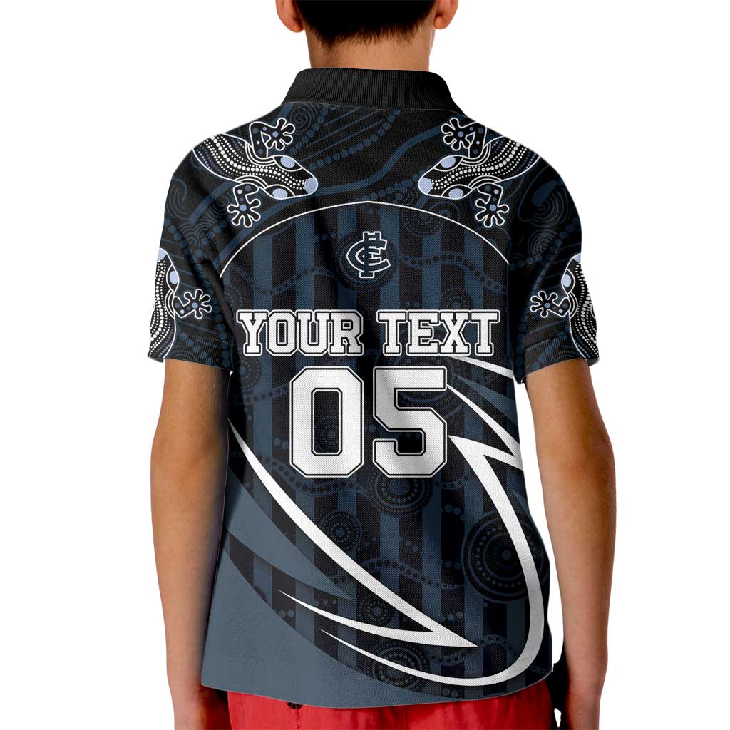 Custom Carlton Navy Kid Polo Shirt Captain With Aboriginal Art