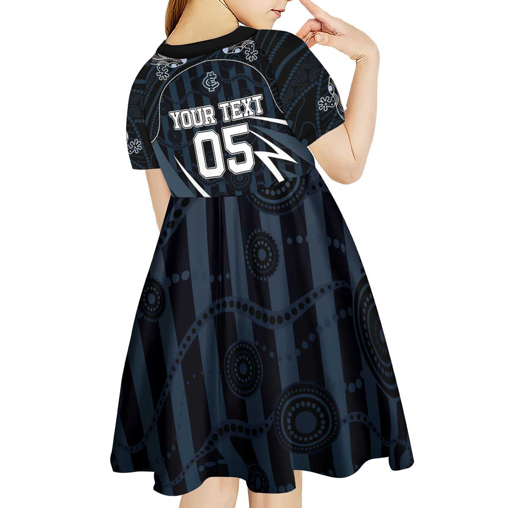 Custom Carlton Navy Kid Short Sleeve Dress Captain With Aboriginal Art