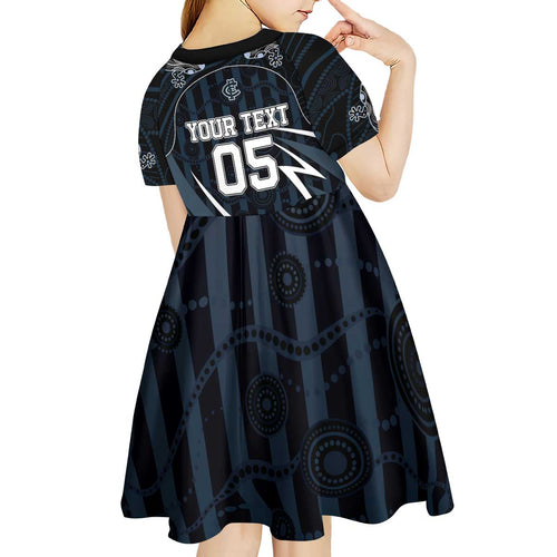 Custom Carlton Navy Kid Short Sleeve Dress Captain With Aboriginal Art