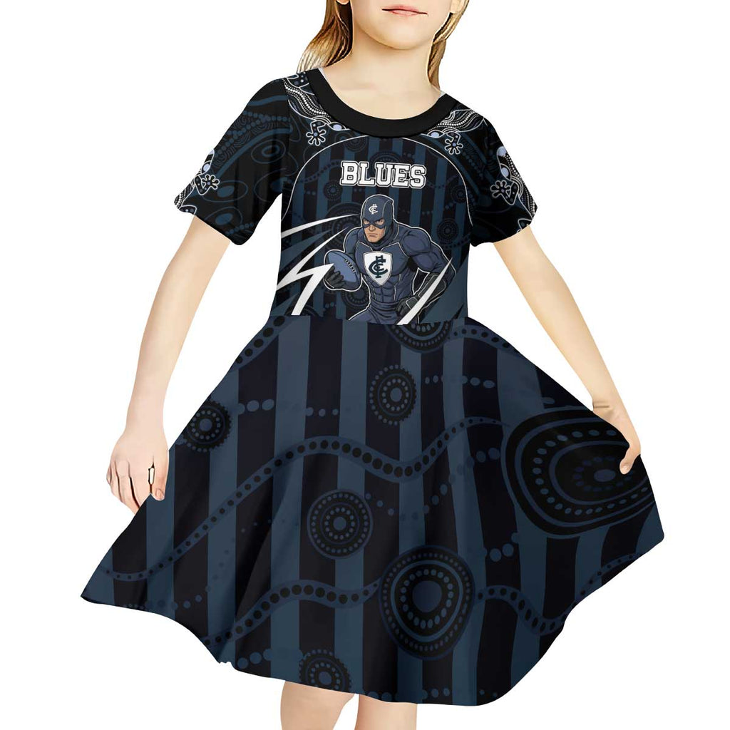 Custom Carlton Navy Kid Short Sleeve Dress Captain With Aboriginal Art
