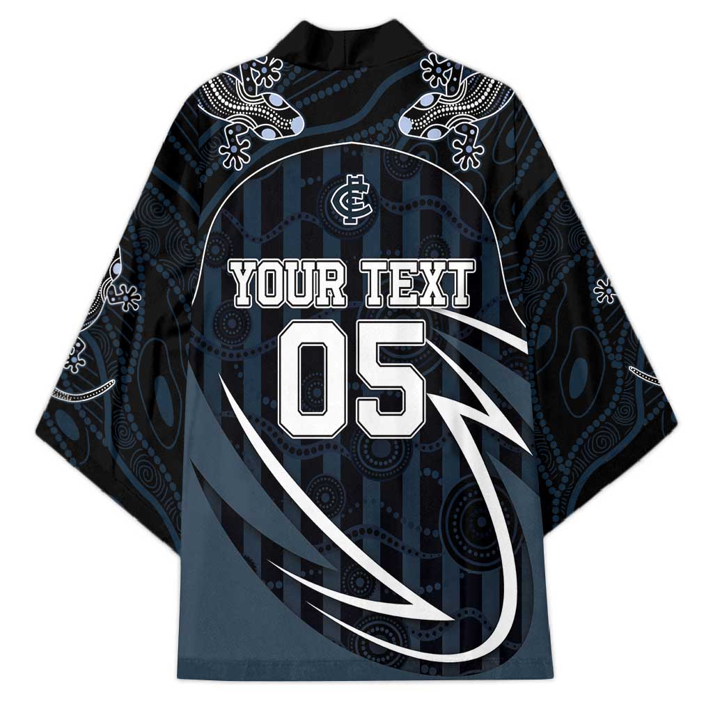 Custom Carlton Navy Kimono Captain With Aboriginal Art