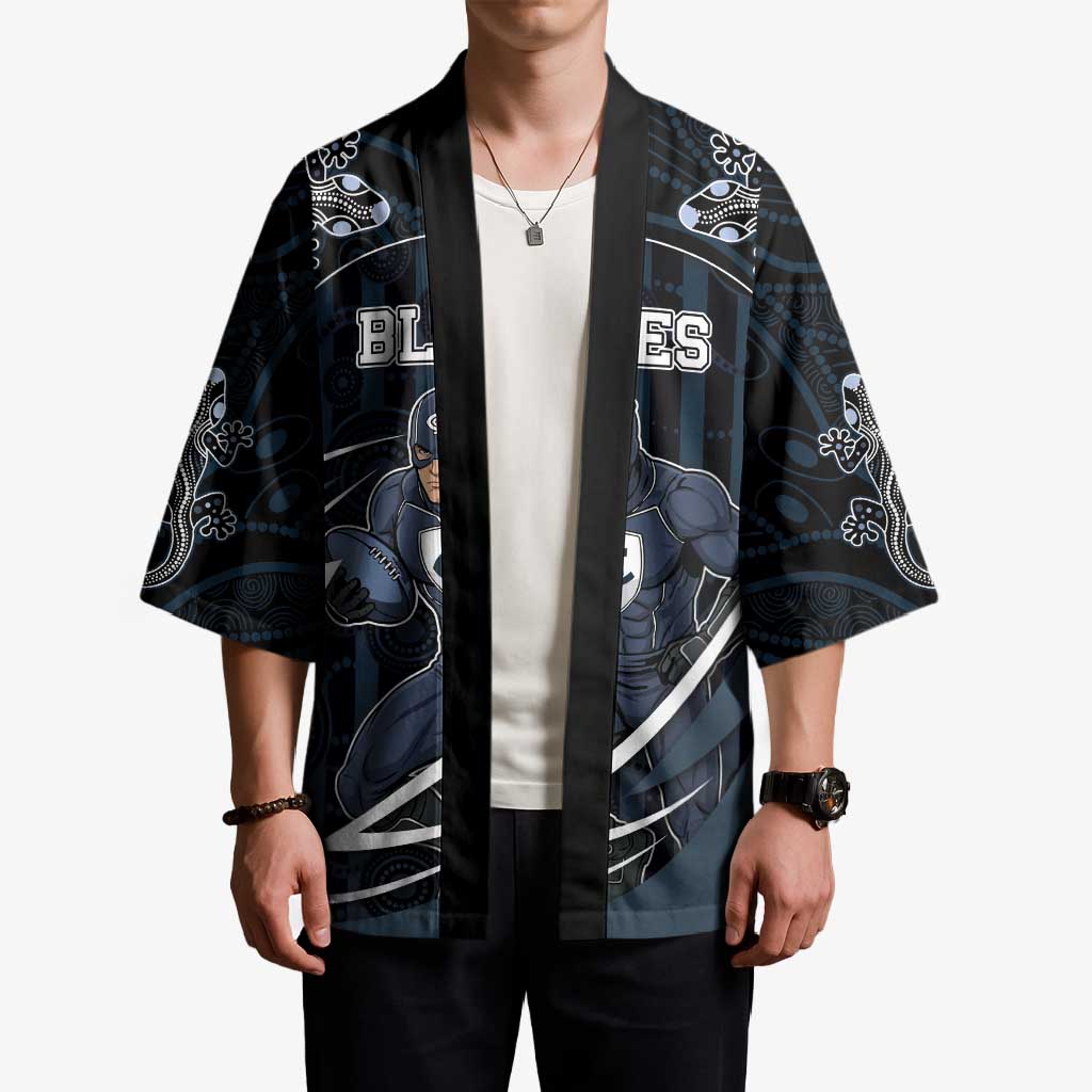 Custom Carlton Navy Kimono Captain With Aboriginal Art