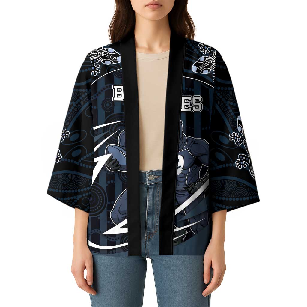 Custom Carlton Navy Kimono Captain With Aboriginal Art
