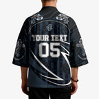 Custom Carlton Navy Kimono Captain With Aboriginal Art