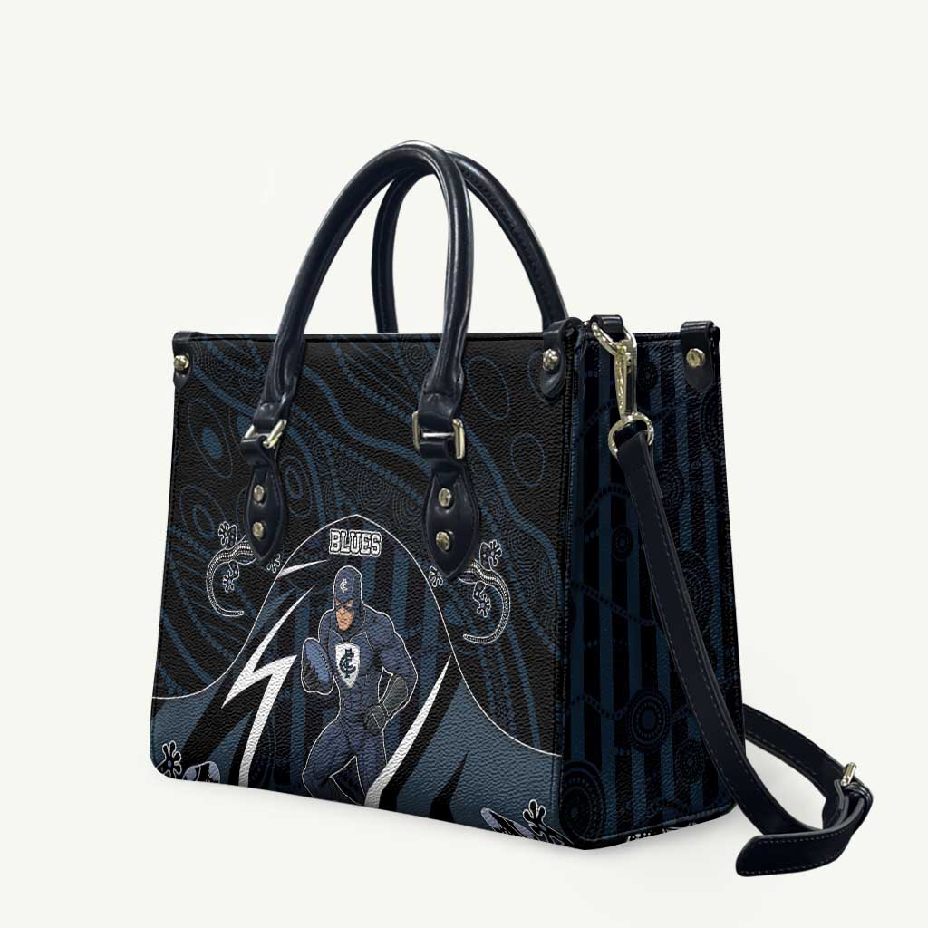 Carlton Navy Leather Bag Captain With Aboriginal Art