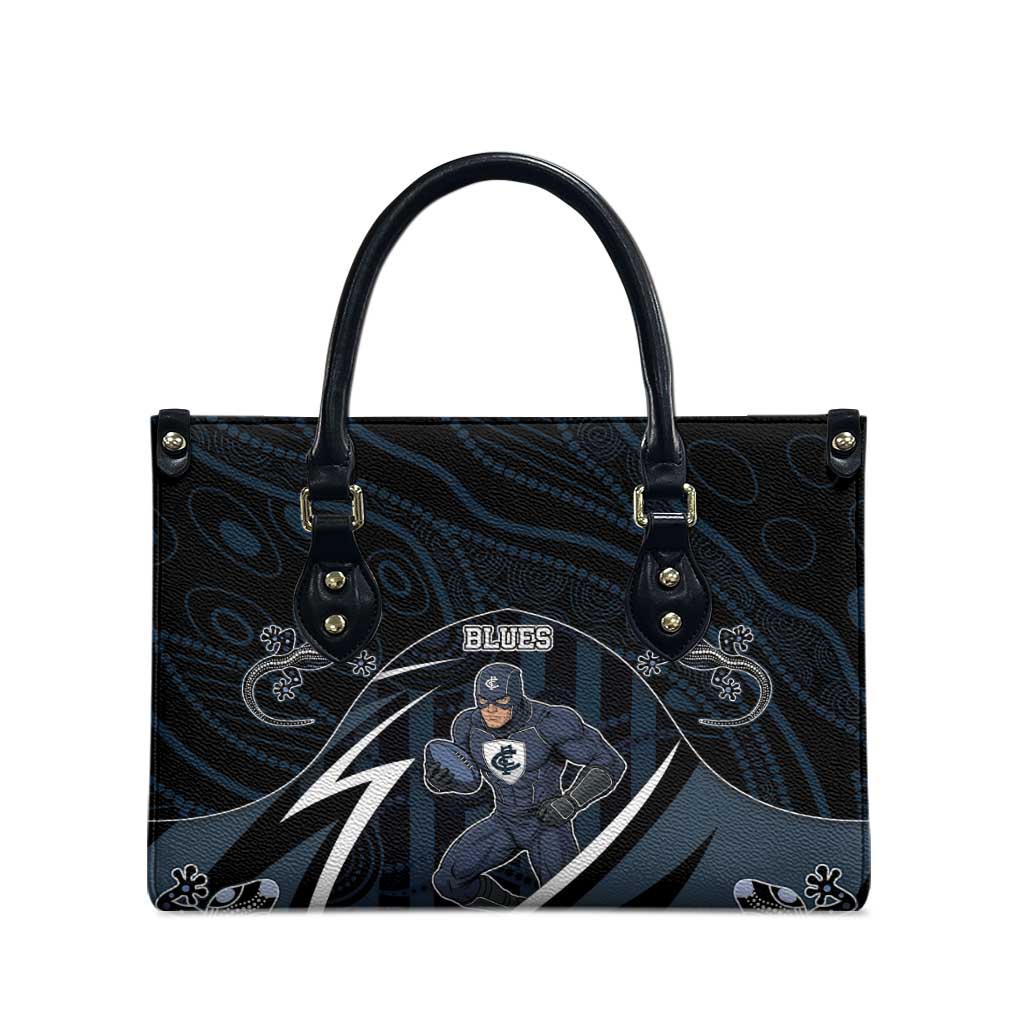 Carlton Navy Leather Bag Captain With Aboriginal Art