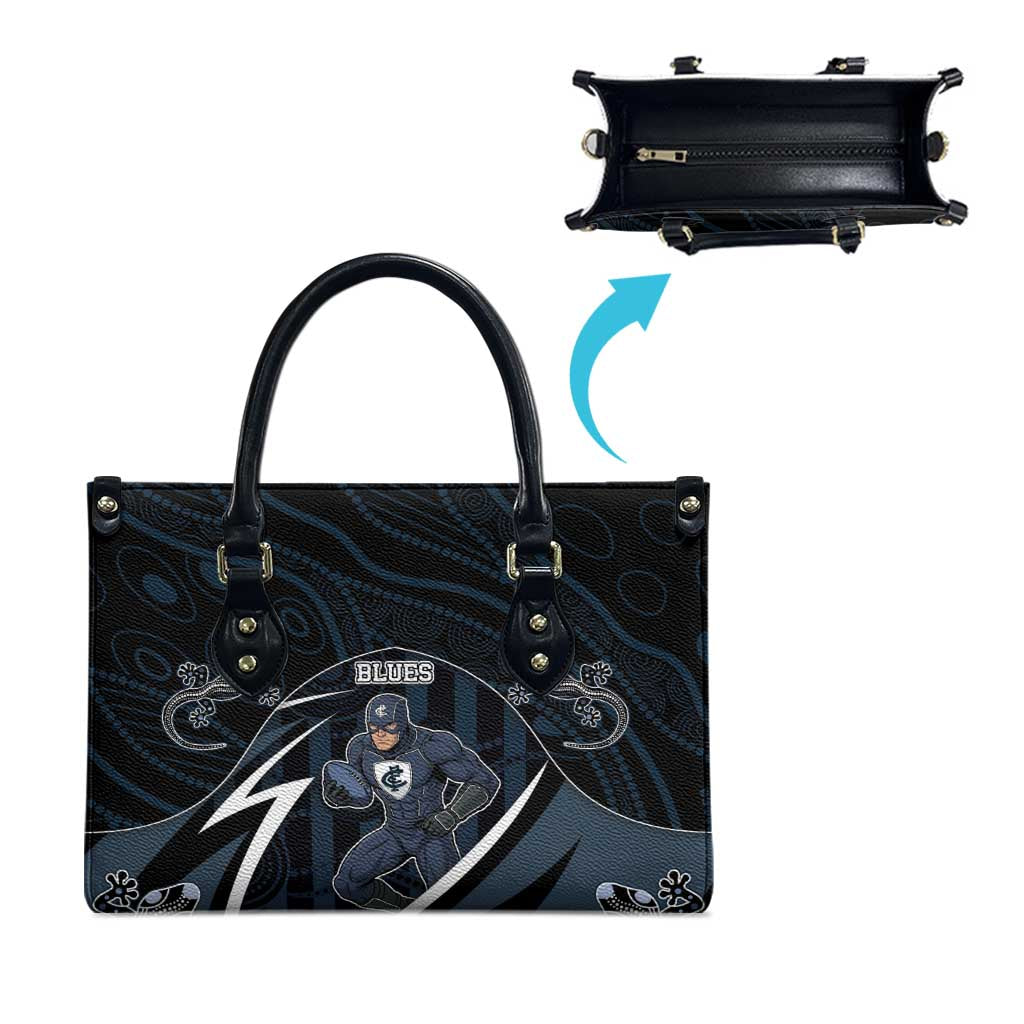 Carlton Navy Leather Bag Captain With Aboriginal Art