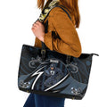 Carlton Navy Leather Tote Bag Captain With Aboriginal Art