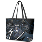 Carlton Navy Leather Tote Bag Captain With Aboriginal Art