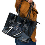 Carlton Navy Leather Tote Bag Captain With Aboriginal Art