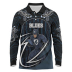 Custom Carlton Navy Long Sleeve Polo Shirt Captain With Aboriginal Art