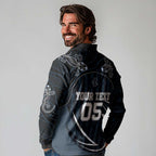 Custom Carlton Navy Long Sleeve Polo Shirt Captain With Aboriginal Art