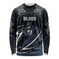 Custom Carlton Navy Long Sleeve Shirt Captain With Aboriginal Art