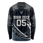 Custom Carlton Navy Long Sleeve Shirt Captain With Aboriginal Art