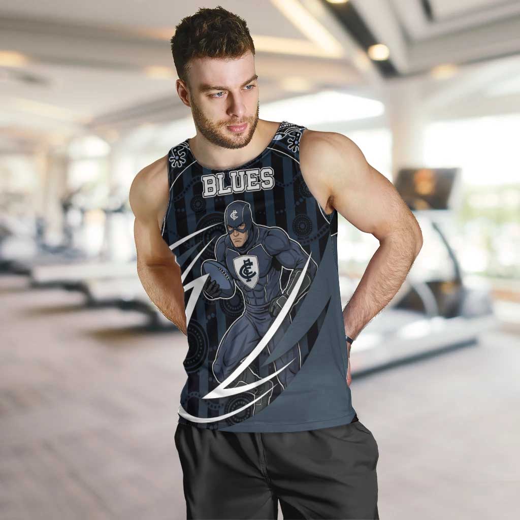 Custom Carlton Navy Men Tank Top Captain With Aboriginal Art