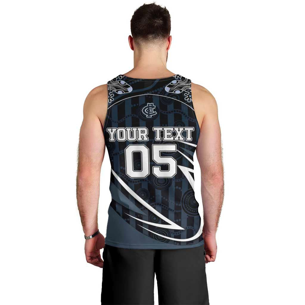 Custom Carlton Navy Men Tank Top Captain With Aboriginal Art