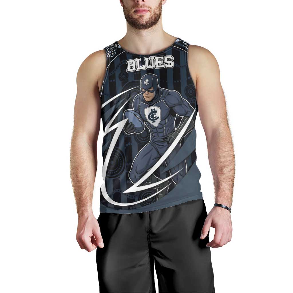 Custom Carlton Navy Men Tank Top Captain With Aboriginal Art