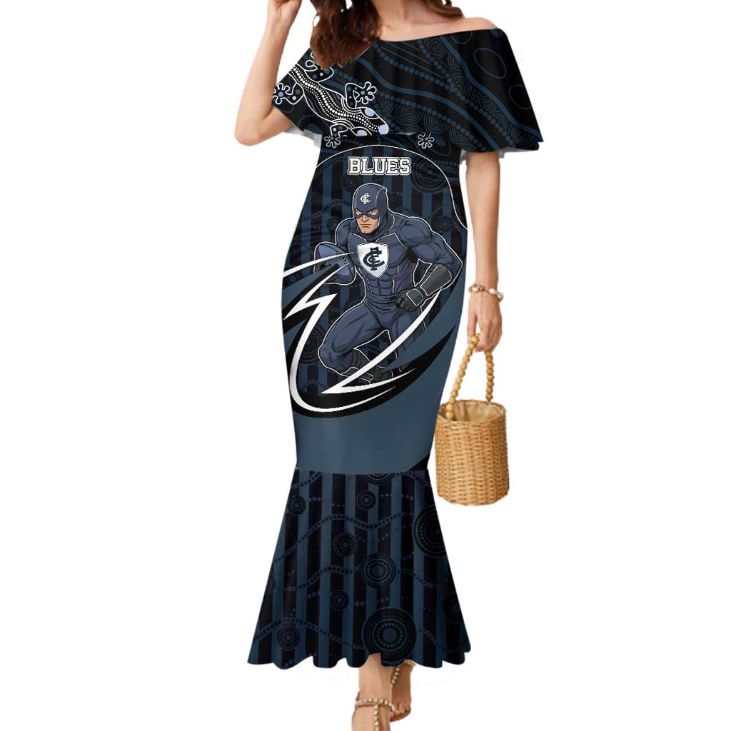 Custom Carlton Navy Mermaid Dress Captain With Aboriginal Art