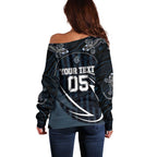 Custom Carlton Navy Off Shoulder Sweater Captain With Aboriginal Art