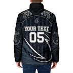 Custom Carlton Navy Padded Jacket Captain With Aboriginal Art