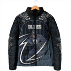 Custom Carlton Navy Padded Jacket Captain With Aboriginal Art