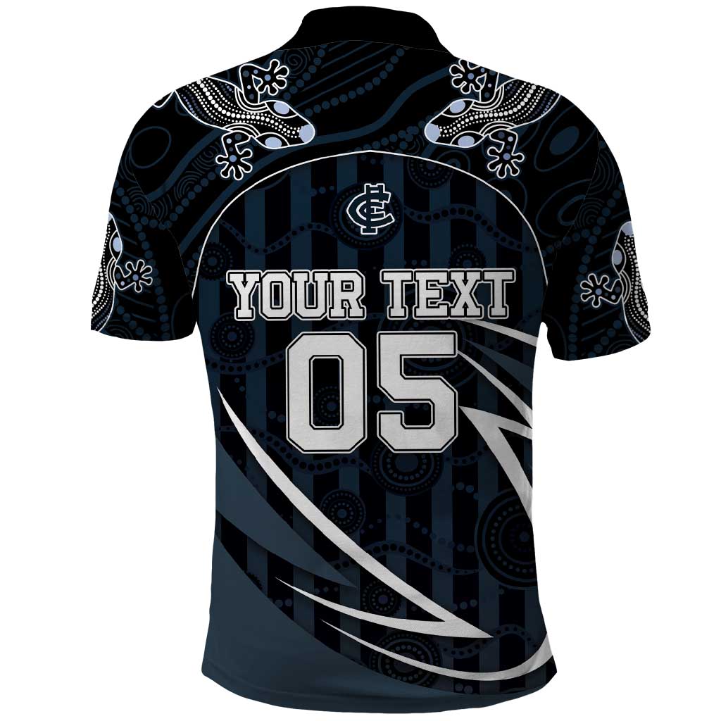 Custom Carlton Navy Polo Shirt Captain With Aboriginal Art