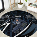 Carlton Navy Round Carpet Captain With Aboriginal Art